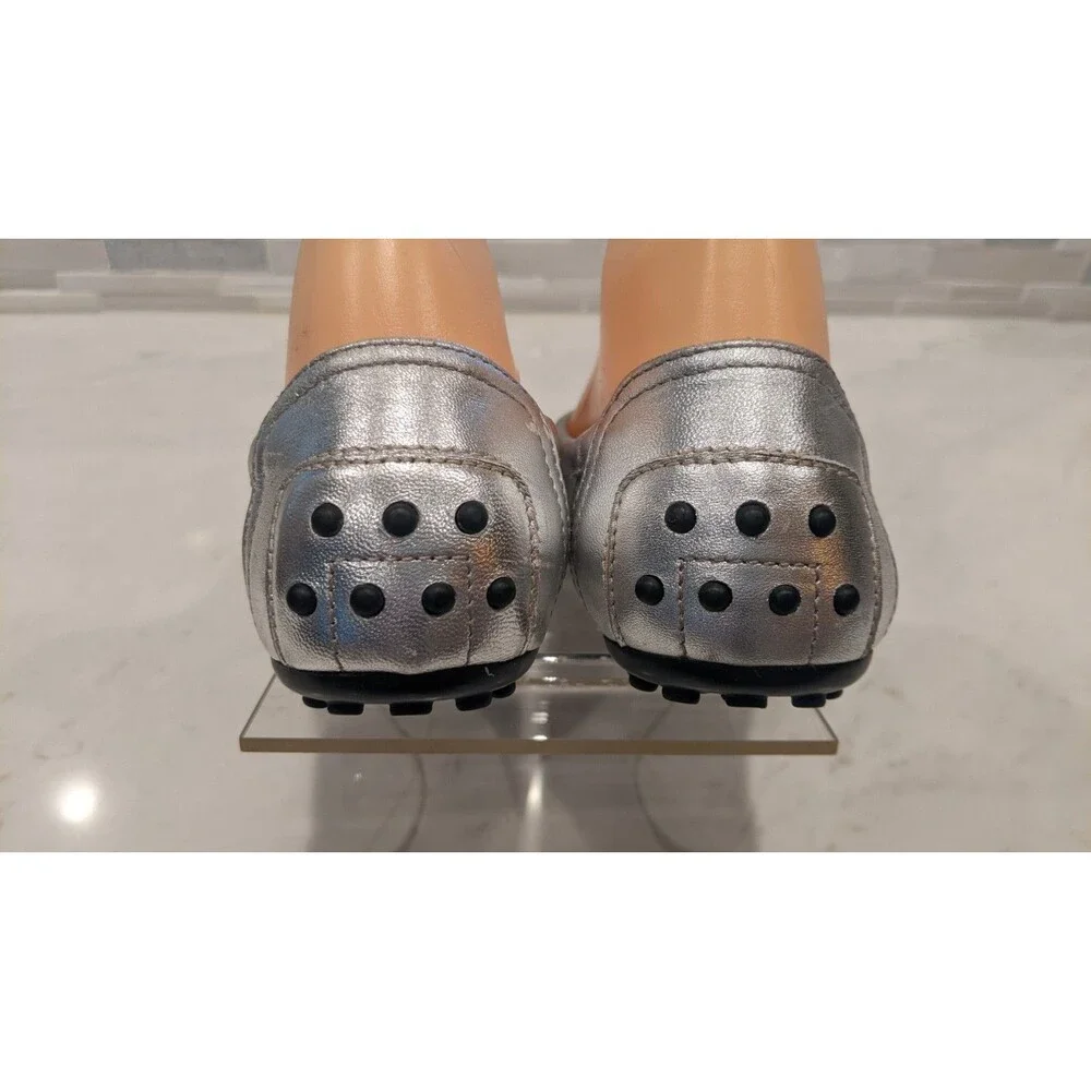 TOD'S Women's Silver Metallic Leather Ballet Flats Size 37/7 - Picture 4 of 12